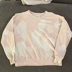 EUC THE GREAT bleached out pale pink and white distressed sweatshirt.